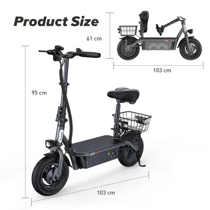 ISCOOTER F3 Electric scooter 1000W motor 48V13AH battery foldable electric scooter, adult electric scooter with seat 45 km/h