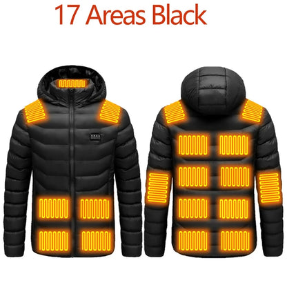 Men's parka Winter Warm USB Heating Jackets Smart Thermostat Pure Color Hooded Heated Clothing male bobojaco Warm padded jacket