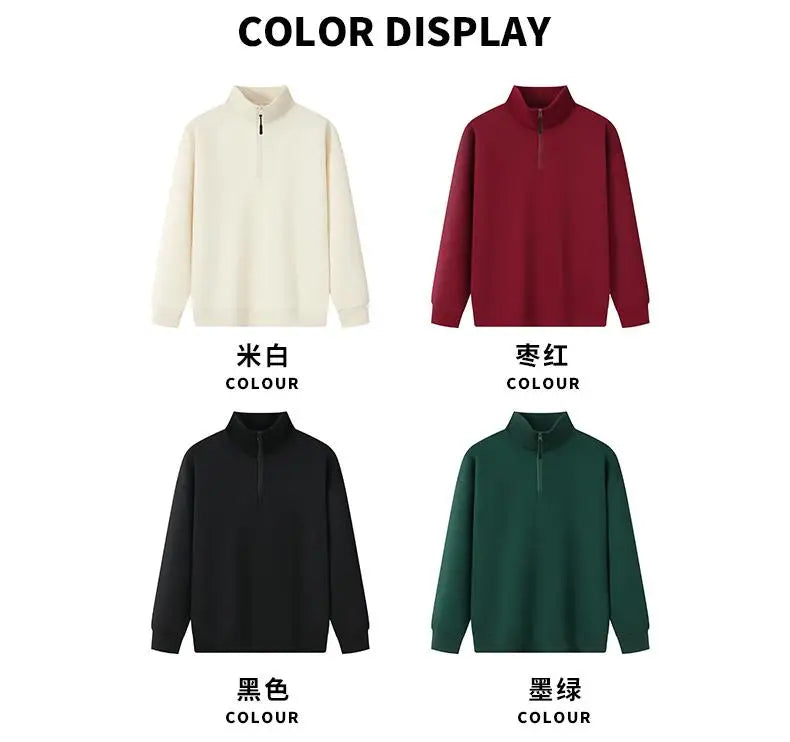 XH-528 2025 Autumn New Regular Fit Lightweight 360gsm Thermal Fabric Half Zip Sweatshirts Men Pullovers.