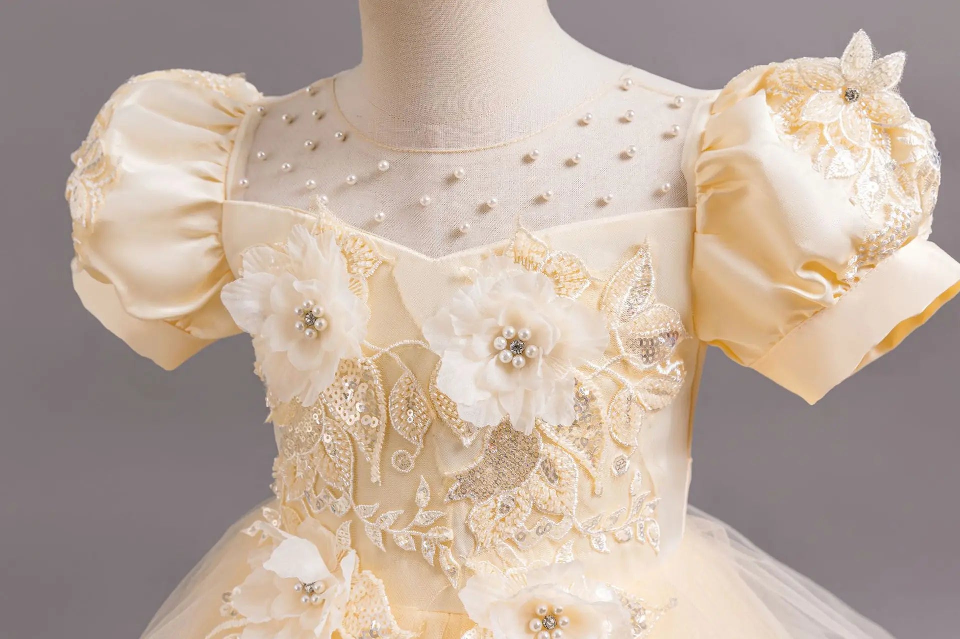 Neues Blumenmädchen-Hochzeitskleid Mädchen-Partykleider, elegantes Mädchen-Walking-Show-Abendkleid für 4–12 Jahre alte Kinderkleidung.