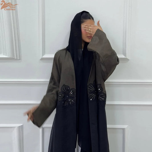 Eid Dubai Open Abaya Appliques Kimono Cardigan Women Muslim Dress Turkey Kaftan Kebaya Caftan Marocain Femme Robe Islam Jalabiya.
