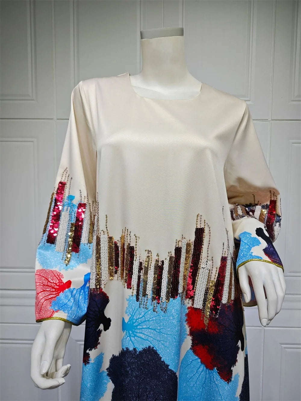 Siskakia Arab Saudi Printing Sequins Long Dresses Galabia Muslim Eid Women Abayas Islam Clothing Turkish African Kebaya 2024 New