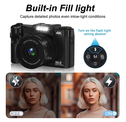 Ourlife AC800 Compact Digital Photography Camera 4K WiFi Webcam Retro Vlog Recorder YouTube 3" Screen 16x Digital Zoom Camera.