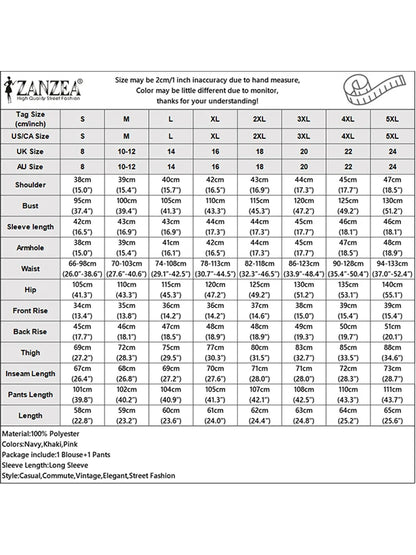 ZANZEA Autumn 2 Piece Sets Women Pant Sets Casual V Neck Long Sleeve Tops Pant Suit Elegant Solid Work Tracksuit Oversize 2025.