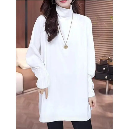 High-necked German Velvet Warm Long-sleeved T-shirt Base Shirt for Women in Autumn and Winter Mid-length Inner Tops.