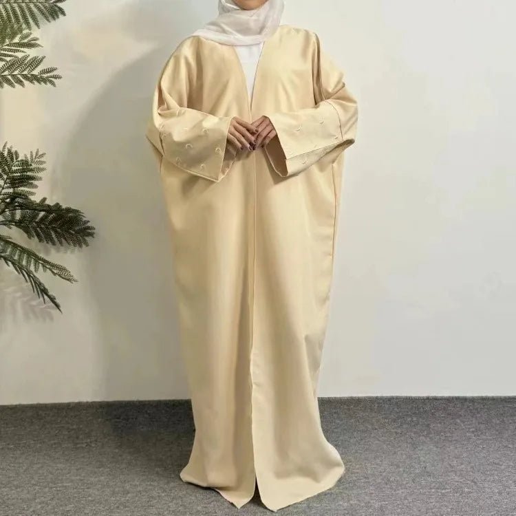 Lose Kaftan muslimischen Abayas Frauen islamische Kleidung Mond Stickerei offene Front Abaya Langarm Maxi Länge Kleid Frauen Jilbabs.