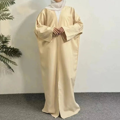 Lose Kaftan muslimischen Abayas Frauen islamische Kleidung Mond Stickerei offene Front Abaya Langarm Maxi Länge Kleid Frauen Jilbabs.