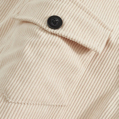 Men's Corduroy Jacket Stand-up Collar Slim Fit Retro Multi-pocket Workwear Commuter Coat for Spring And Autumn