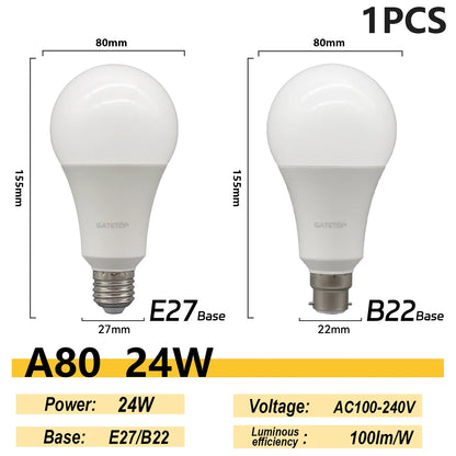 1/10PCS Energiesparlampe E27 B22 Lampen A60 A80 AC220V 230V 110V LED-Licht 20W 18W 24W für Home Derection Wohnzimmerbeleuchtung