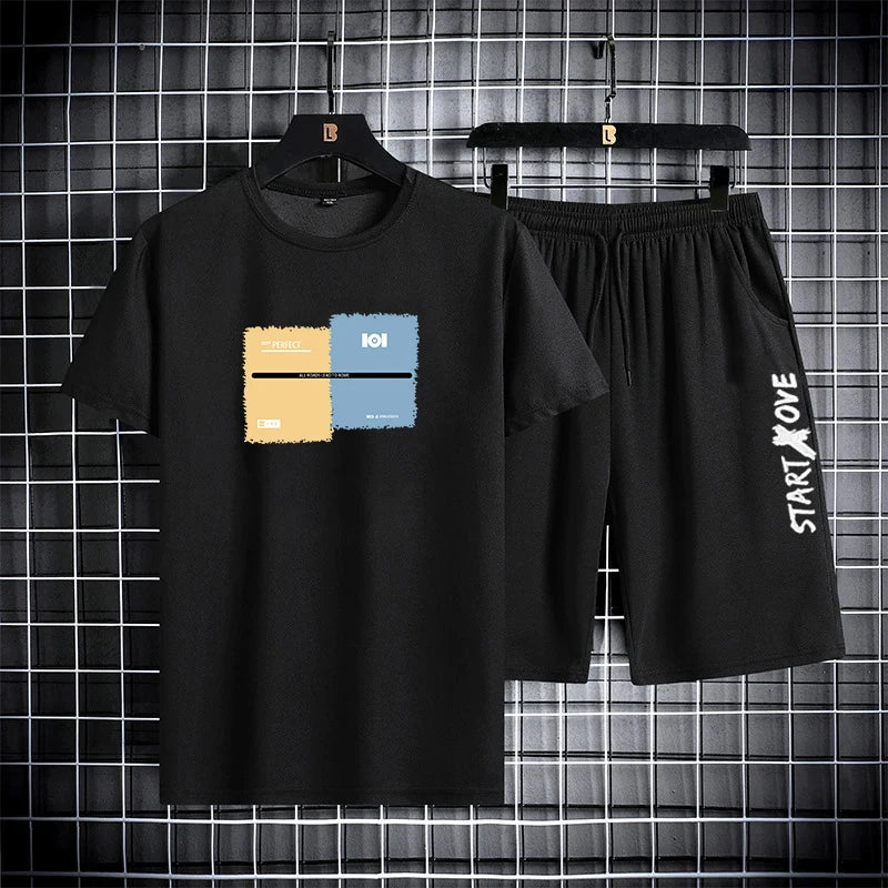 Summer Sets for Men Casual Comfortable and Breathable Short Sleeve Tshirt Shorts Outfit Stylish tracksuit men clothes for men.