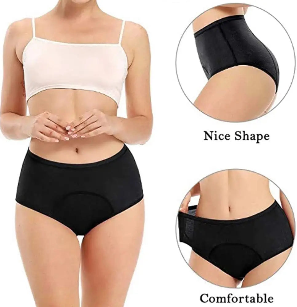 5pcs Women Period Pants Mid-High Waist Postpartum Underwear Leakproof Menstrual Cotton Knickers.