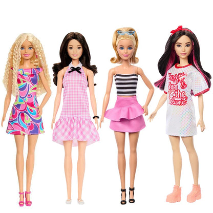 Barbie Fashionistas Doll #213 Wearing Pink Skirt #223 with Blonde Wavy Hair 65th Anniversary Collectible Toy for Girls Gift.