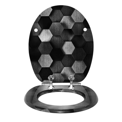 O-förmiger Toilettensitz, verstellbare Scharniere, Toilettendeckel mit Motiv, Soft-Close-Mechanismus für Badezimmer