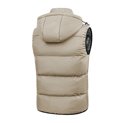 New Men Autumn Thicken Sleeveless Vests Jacket Coat Mens Winter Warm Detachable Hat Outwear Waistcoat Hooded Vest Jacket Male.