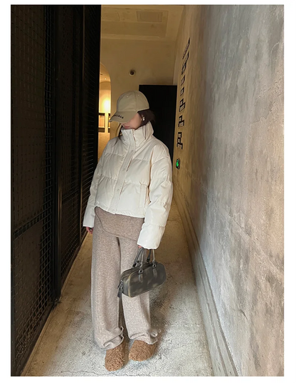 Koreanische Version des weichen, wachsartigen, faulen Wind-Stricksets 2024, sanfter Rundhalspullover, Pullover, weites Bein, Hose, zweiteiliges Set für Damen