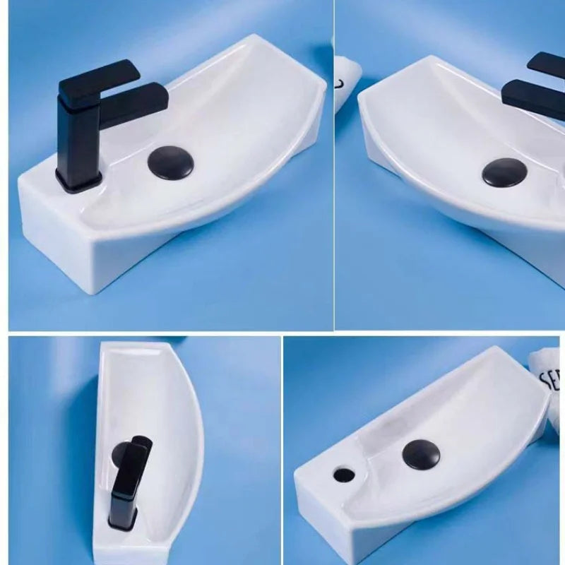 Einfache Installation, wandmontiertes Keramik-Badezimmerwaschbecken für kleine Räume