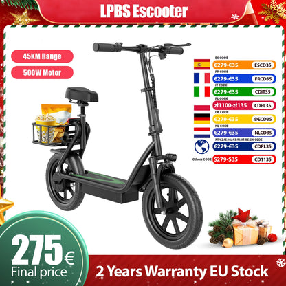 2025 New LPESBS Dual Brake Electric Scooter 500W Super Motor 35KM/H Fast Speed Portable Electric Scooter 45KM Long Range Scooter.