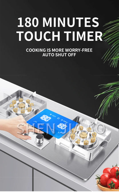 5KW Gas Stove Home Double Embedded Gas Stove Energy-saving Fierce Fire Stove Gas Cooktop Double hole gas stove.