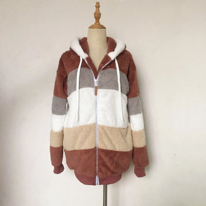 Übergroße Jacke für Frauen 2023 Neue Herbst Winter Warme Plüsch Tasche Mit Kapuze Streetwear Lose Dame Oberbekleidung Mantel Roupas Feminina