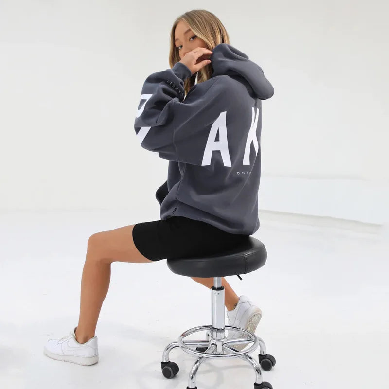 American Retro Letter Print Oversized Sweatshirt Women Harajuku Y2K Trendy Streetwear Top Chic Colorful Versatile Casual Hoodie