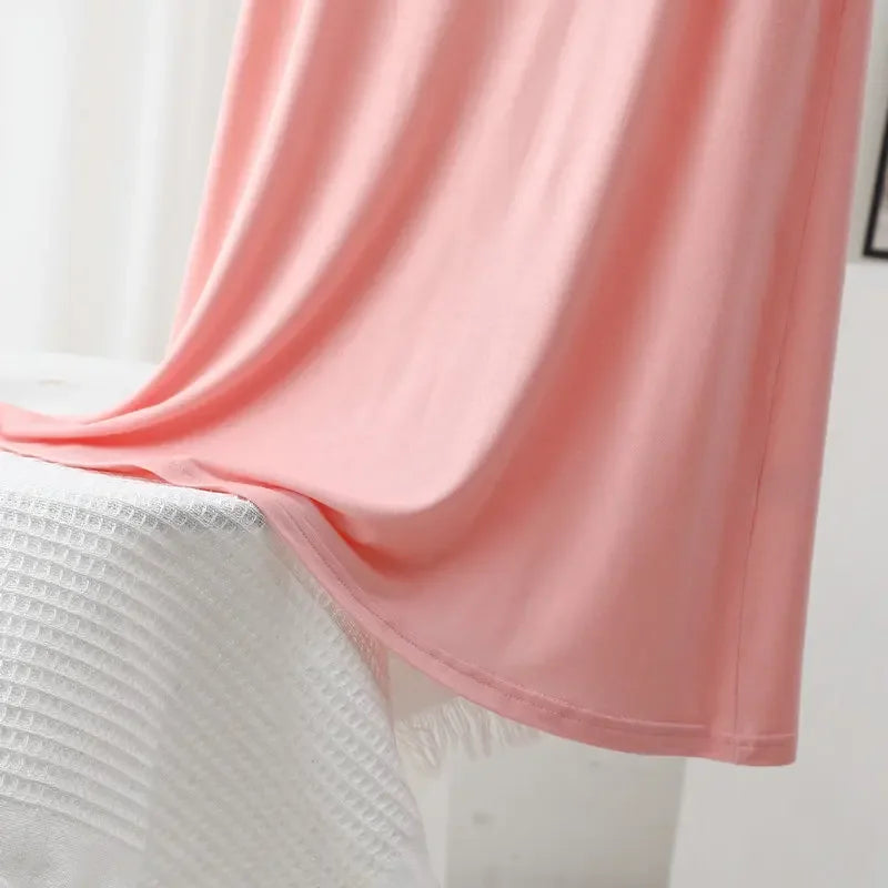 Plus Size Modal Langes Kleid Damen Frühling Sommer Lose A-Linie Bodenrock Home Nachtwäsche Ärmelloses Kleid in reiner Farbe