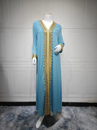 Eid Frauen Abaya Kleid Muslim 2-teiliges Set Strickjacke mit Innenkleid Schnürmantel Kaftan Robe Jalabiya Ramadan Marokko Kaftan 2025