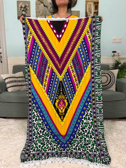 Muslim 2025 New Fashion Sets Abayas For Women Cotton Printed Loose Fit Femme Robe Afircan Islam Dress With 160x80cm Shawl Scarf.