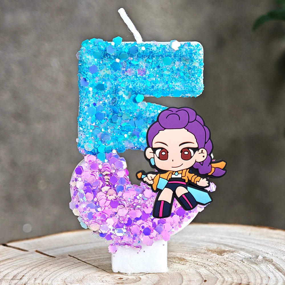 Heißer Kpop Dämon Jäger Thema Kerze 3D Nummer 0-9 Kinder Geburtstag Kuchen Dekoration Baby Dusche Anime Party liefert Geschenke