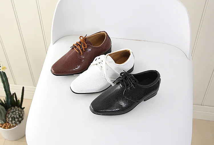 Iawesome Boys Leather Shoes Kids Flats Lace-up Children's Wedding Shoes For Toddlers Boy Big Boys Fashion For Performance.