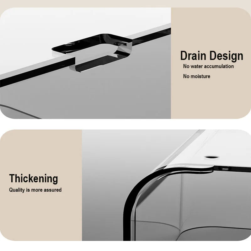 An der Wand montierte Dusch-Shampoo-Racks, Regale, Organizer, nicht bohrend, abnehmbares, transparentes PET-Material, Badezimmer-Aufbewahrungsregal