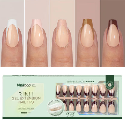 Nailpop 150Pcs French Gel Nail Tips Medium Almond Pre-Colored Press on Nails Skin Tones Soft Gel Nails False Nail Extensions
