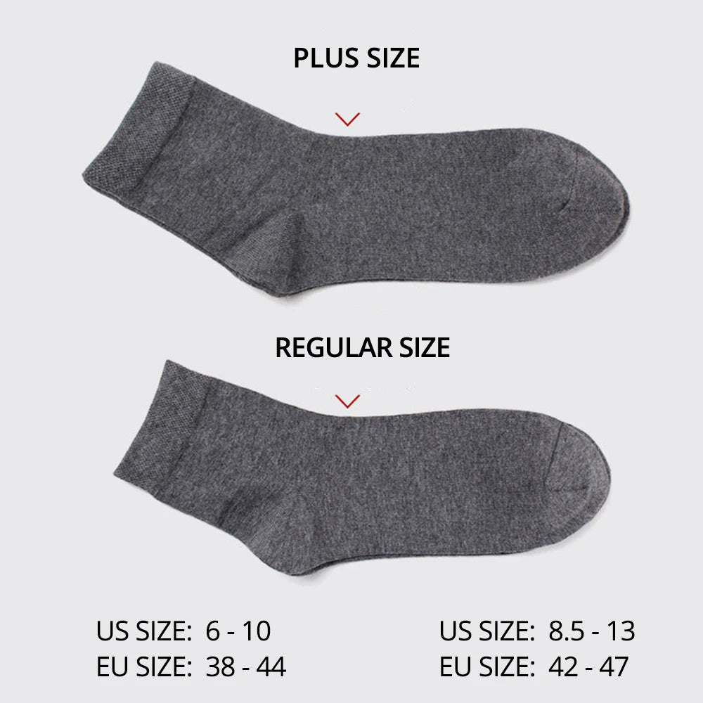 HSS 5/10 Pairs Men's Cotton Blend Socks Black Business Men Socks Soft Breathable Summer Winter for Male Socks Plus Size (6.5-14).