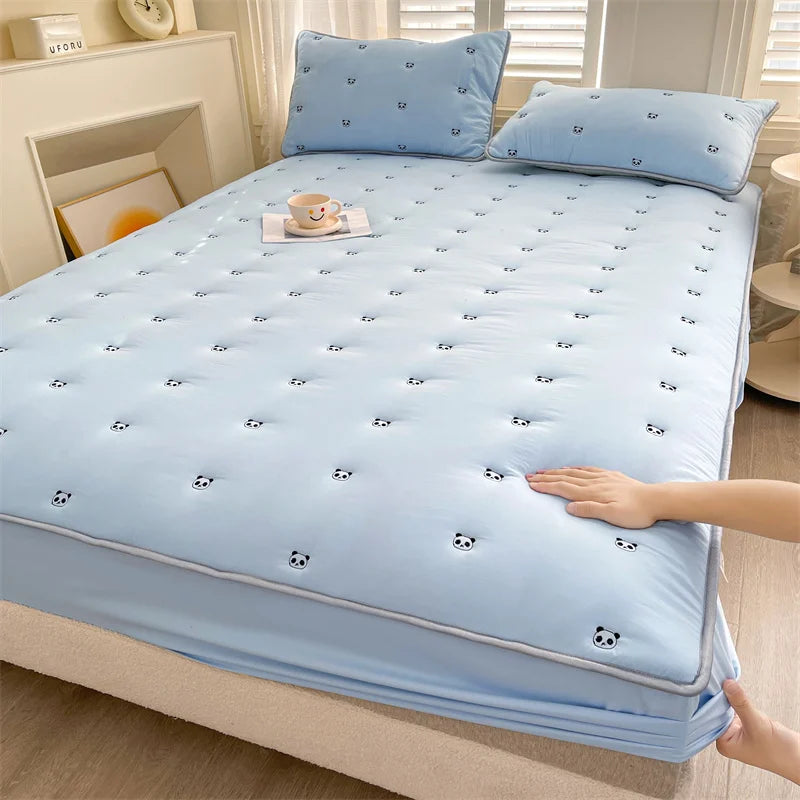 Thicken Mattress Cover 90x200 Fitted Sheets Queen Size Elastic Bedsheet Embroidered Bed Covers 매트리스커버 (Pillowcase need order).