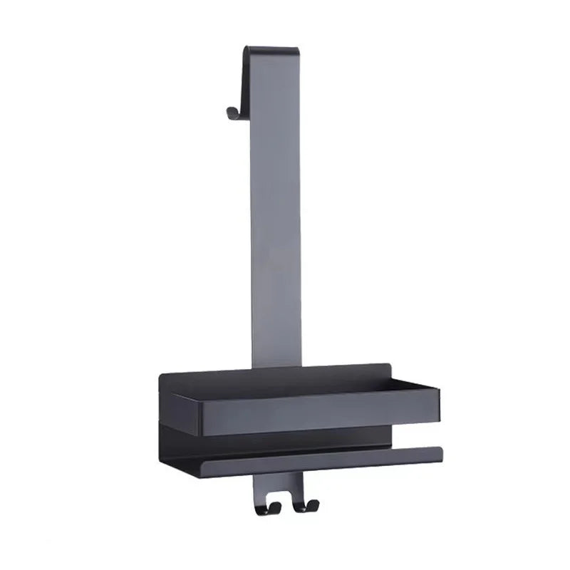 Badezimmer-Tür-Rückseite, hängendes Regal aus Edelstahl über Glastür, Aufbewahrungsregal, Shampoo-Halter, Aufbewahrungstablett für Toilettenartikel mit Haken