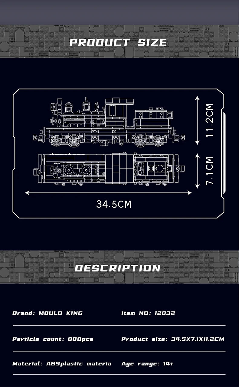Mould King 12032 Technical Train Toys The RC&RC Shay-Type Steam Locomotive Building Block Assembly Car Brick Kids Christmas Gift.