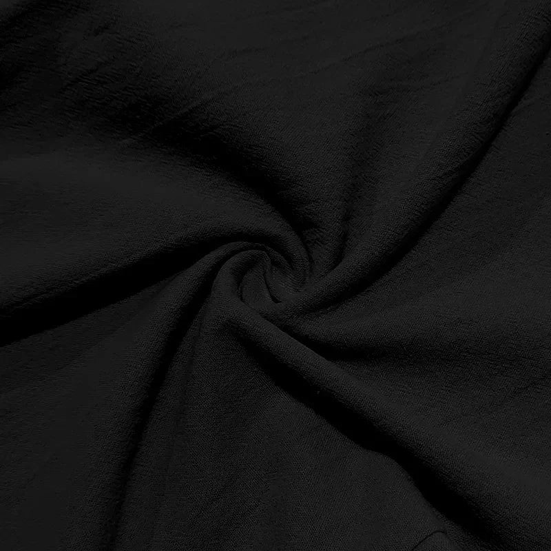 2024 drawstring men's simple fashion solid color casual cotton and linen straight trousers.