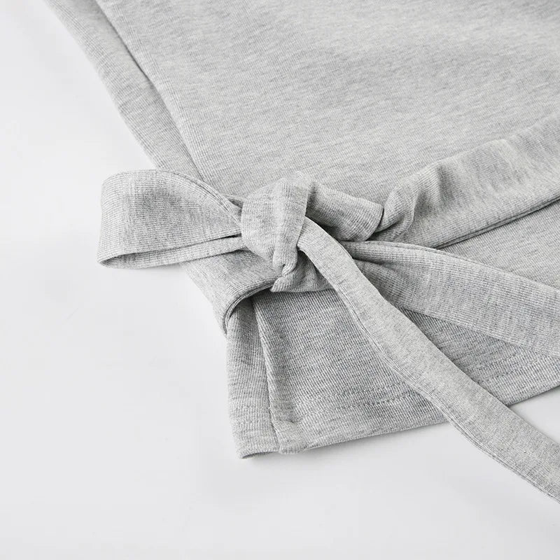 Apprabant Casual Fashion Drawstring High Waist Trousers Set Lace Up Flared Sleeve V Neck Twist Tops Plush Loose Pants Suit.