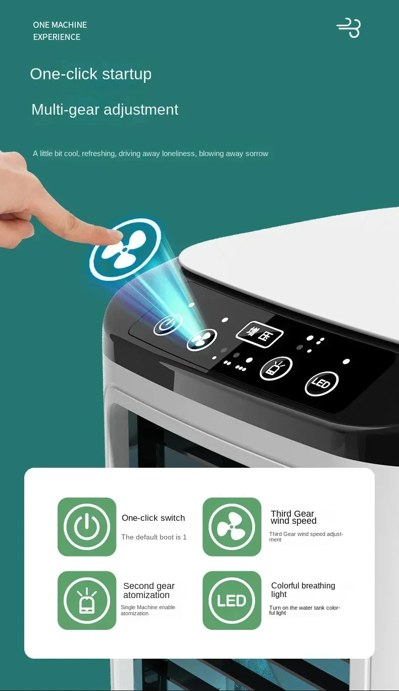 Air Conditioner Portable Fan Desktop Dual Spray Ultrasonic Atomization 3-Speed Mute Air Cooler Night Light Electric Fan for Home.