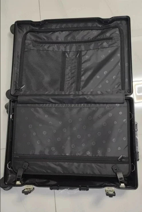 Trolley Box Rollgepäck Silber Koffer mit hoher Kapazität Koffer aus Aluminium-Magnesium-Legierung Universalrad