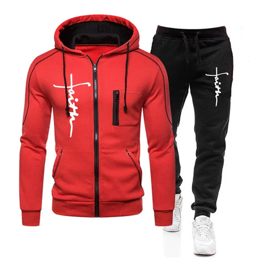 Daily Men's Tracksuit Jogging Hoodie Men Single Piece Sports Zipper Jacket Sweatshirts and Sports Pants Clothing Casual Outdoors.