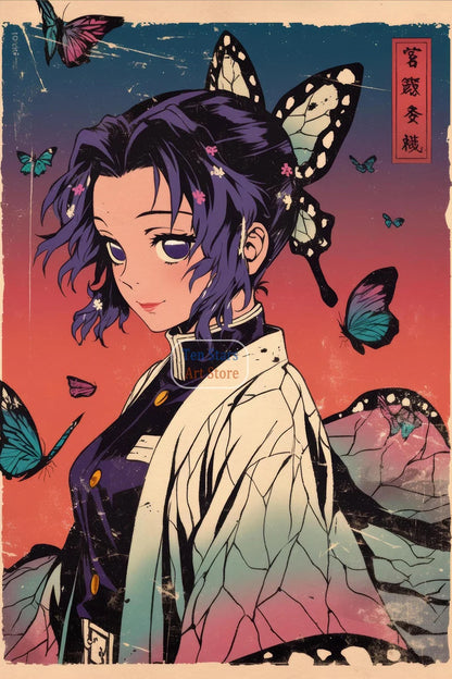 Tanjiro Kamado Nezuko Kamado Inosuke Shinobu Kocho Demon Slayer Poster Canvas Painting Wall Pictures Home Room Decor Anime Gifts.