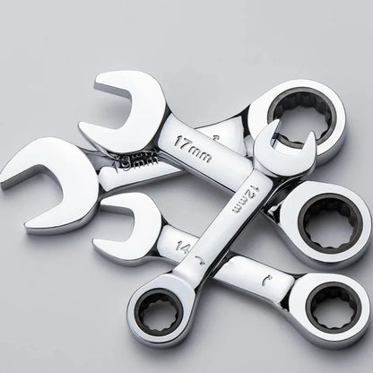 6–19 mm kurzer Griff, schneller Ratschenschlüssel, 72 Zähne, multifunktional, tragbar, kurz, Dual-Use-Pflaumenblüte, kleiner Schraubenschlüssel, Handwerkzeuge