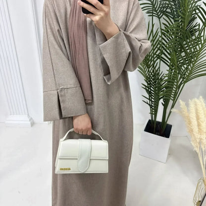 Plain Linen Closed Abaya Dubai Luxury Muslim Hijab Dress Turkey Casual African Dresses Abayas for Women Ramadan Eid Islam Kaftan