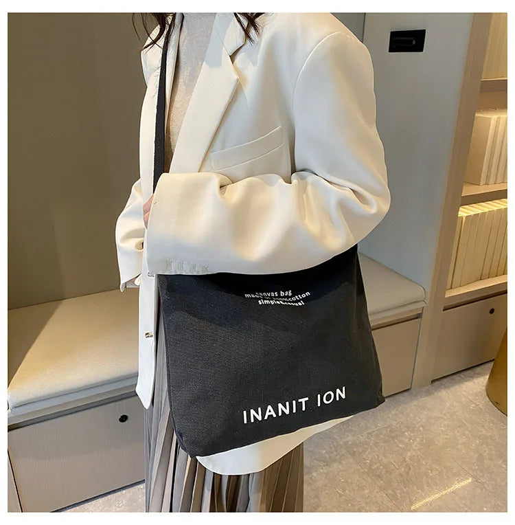 Japanese Canvas Men's and Women's Simple Cross-body Bag Wash Canvas Thick Handbag Large Capacity Arts Students Package Satchel