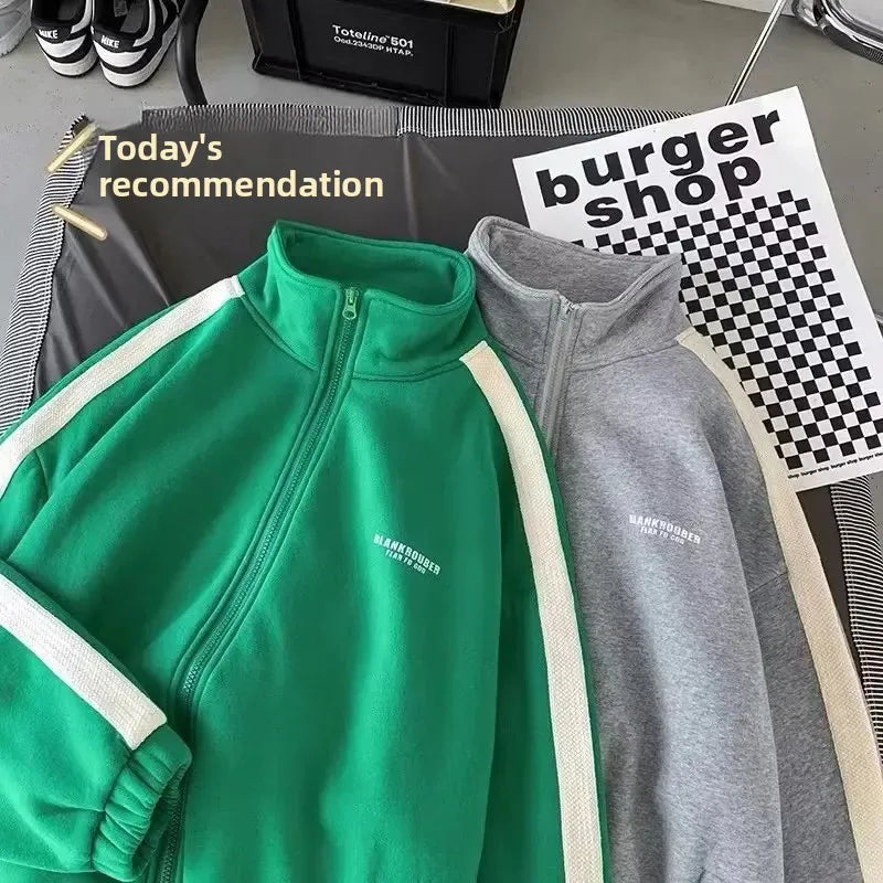 Casual Sporty Men's Hoodie Pants Set Hong Kong Style Long Sleeve Autumn Winter Loose Trendy Student Wear AE Origin China.