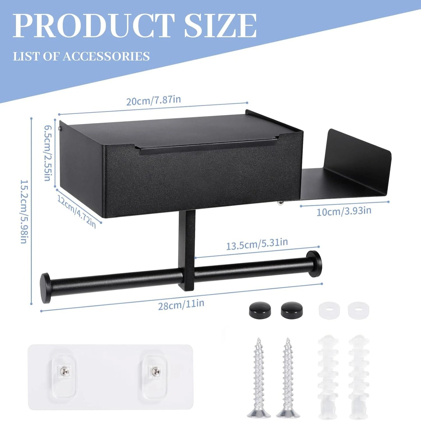 Toilettenpapierhalter mit Ablage  Papierbox aus Edelstahl  Wandmontierter Wischtuchhalter für Badezimmer  Spülbarer Aufbewahrungshalter für Feuchttücher