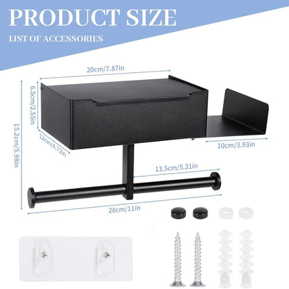 Toilettenpapierhalter mit Ablage  Papierbox aus Edelstahl  Wandmontierter Wischtuchhalter für Badezimmer  Spülbarer Aufbewahrungshalter für Feuchttücher