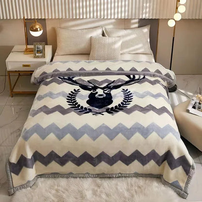 Fleece Blanket Plush Blanket King Size Heavy Mink Blanket Silky Soft and Warm 2 Ply A&B Printed Raschel Bed Blanket Rose/Peony.