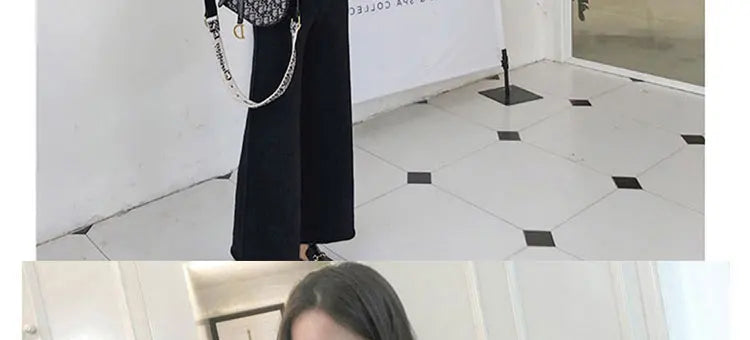 Loribindwood Gestrickte Pullover Breite Bein Hosen Anzug für Frauen Herbst/winter 2022, Neue Koreanische Lose Mode Zwei-stück Set