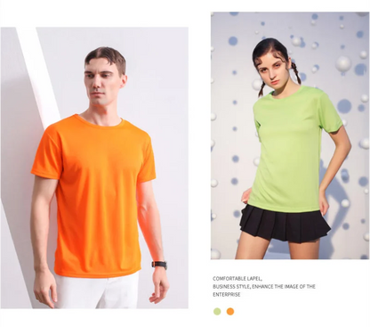 Summer Quick-drying T-shirt Custom Logo Breathable Sports Top Embroidery Personalized Logo Team Activity T-shirt Print Pattern.